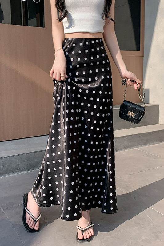 Falda Sirena de Lunares con Cintura Alta