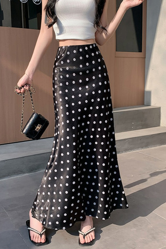 Falda Sirena de Lunares con Cintura Alta
