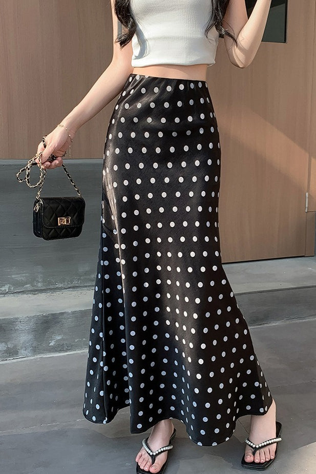 Falda Sirena de Lunares con Cintura Alta