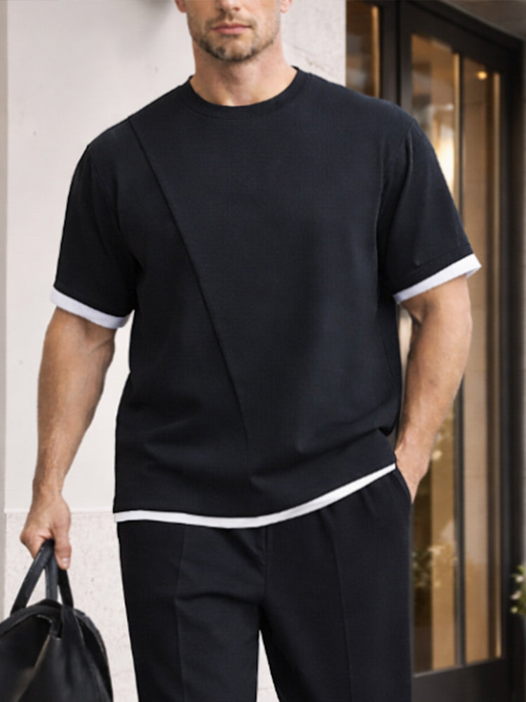 Conjunto Casual Falso 2 Piezas Camiseta y Pantalón