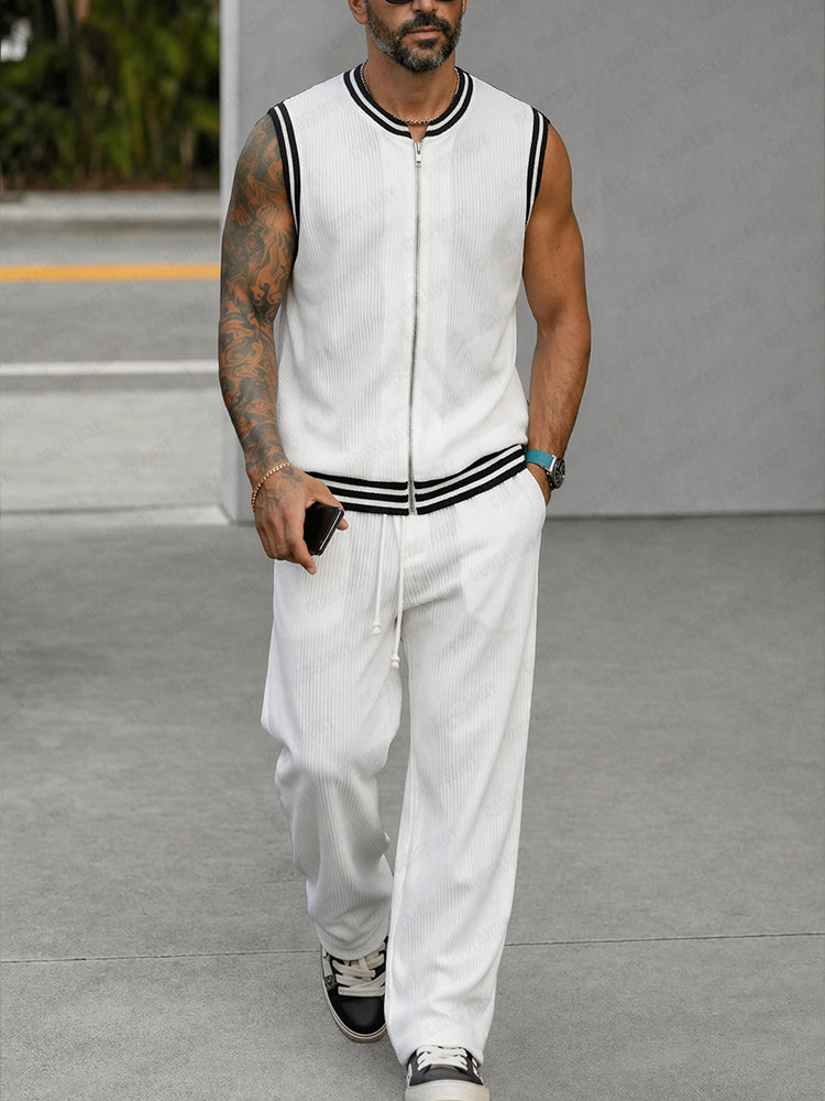 Conjunto 2 Piezas Athleisure Holgado con Ribete a Rayas
