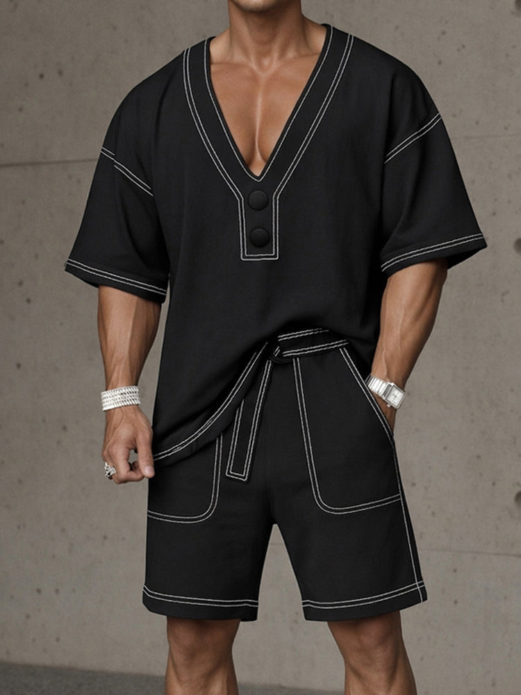 Conjunto Deportivo Holgado con Costura en Contraste