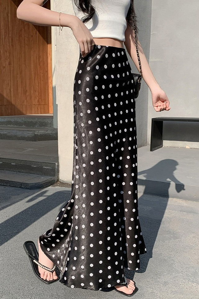 Falda Sirena de Lunares con Cintura Alta
