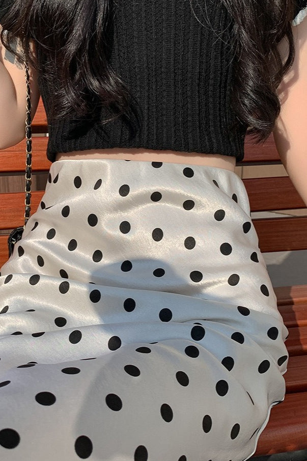 Falda Sirena de Lunares con Cintura Alta