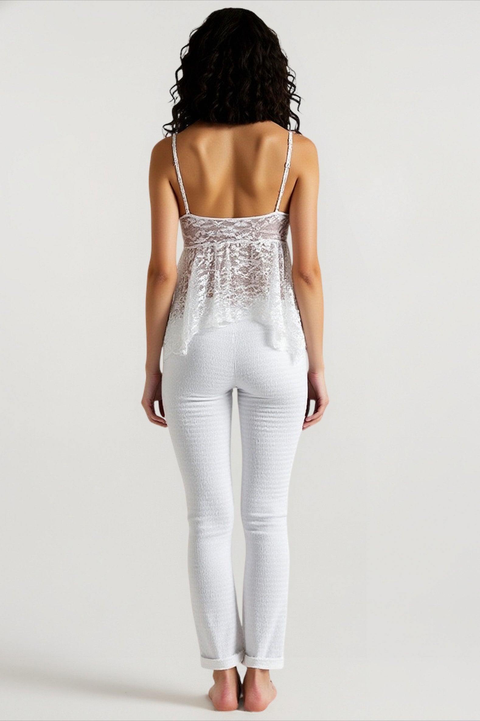 Top Cami de Encaje Blanco para Salir