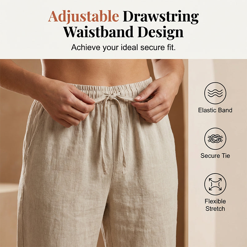 Pantalón Capri Casual de Algodón y Lino para Mujer