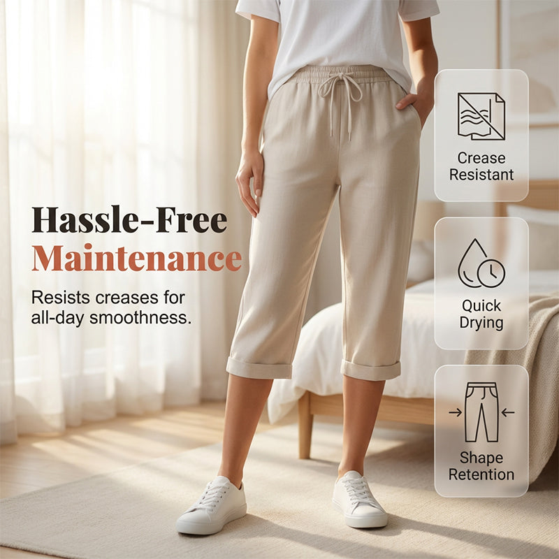 Pantalón Capri Casual de Algodón y Lino para Mujer